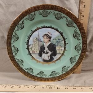 Antique Heinrich Dinner Plate Victorian Lady With Handwarmer Flawless Shape